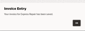 Invoice Information Saved Prompt