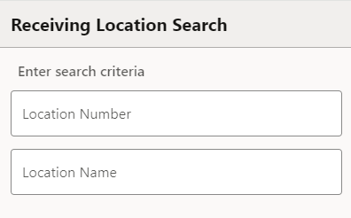Receiving Location Search Form