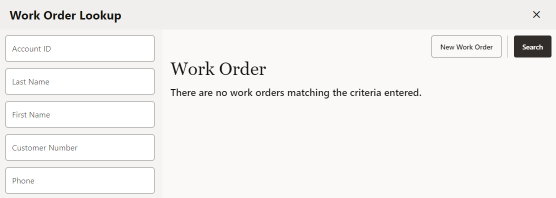 Work Order Search Form