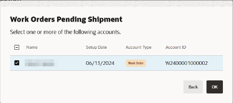 Work Order Search List