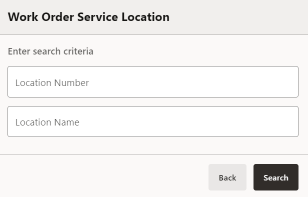 Work Order Location Search Form