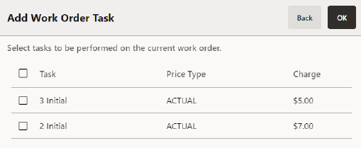Work Order Tasks List