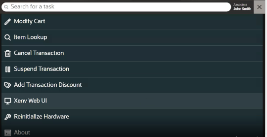 Associate Menu During Transaction Associate Menu During Transaction