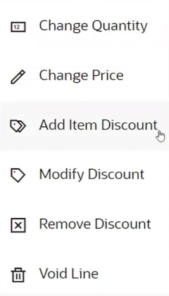 Modify Item Menu Modify Item Menu