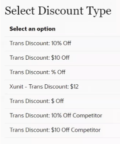 Transaction Discount Type Transaction Discount Type