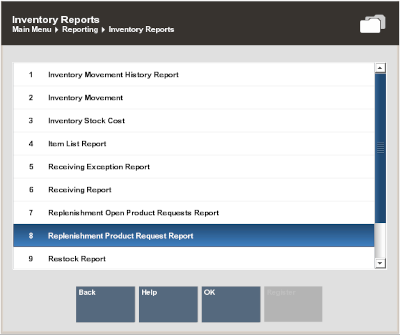 Inventory Report Menu Options