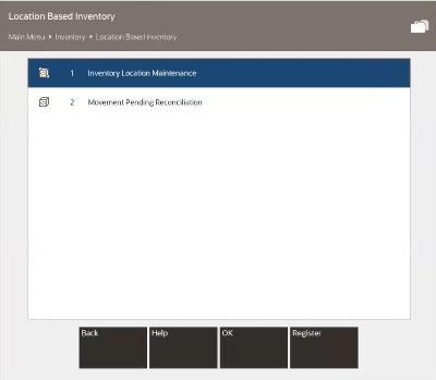 Inventory Location Maintenance Option