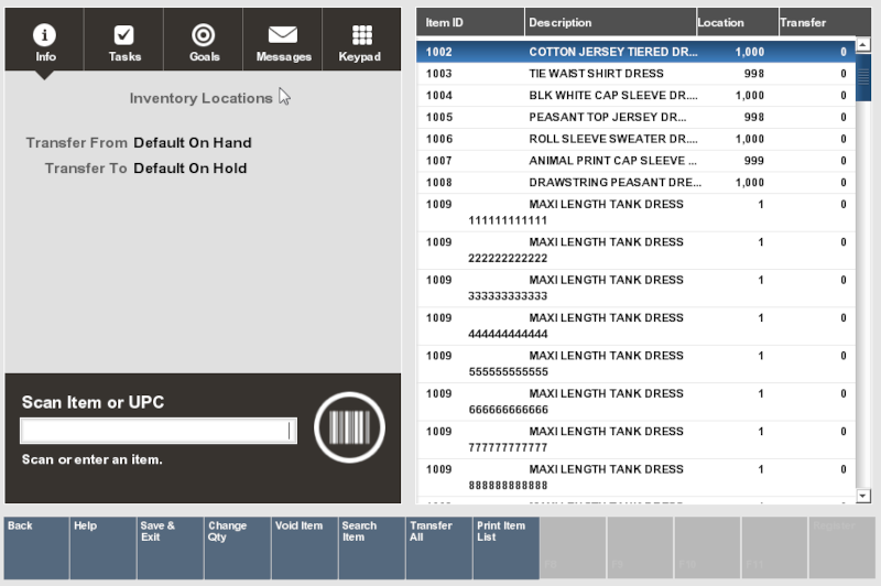 Item ID to be Transferred Prompt