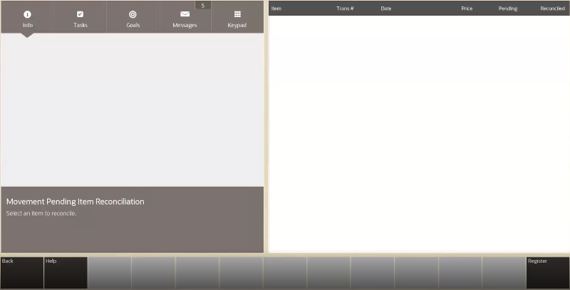 Movement Pending Reconciliation Screen