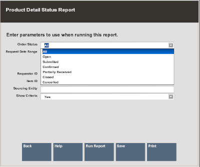 Product Detail Status Report Form