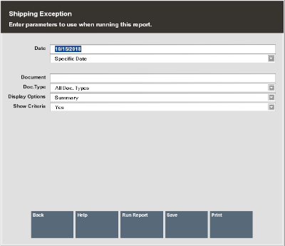 Shipping Exception Report Form