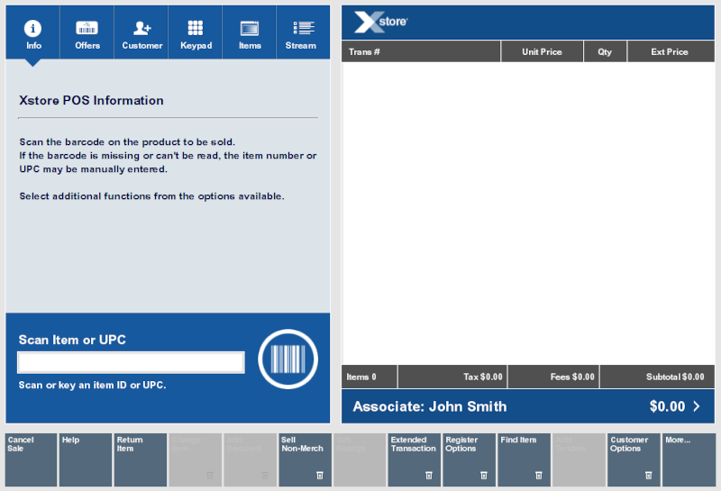 Sales Screen Awaiting Item Scan