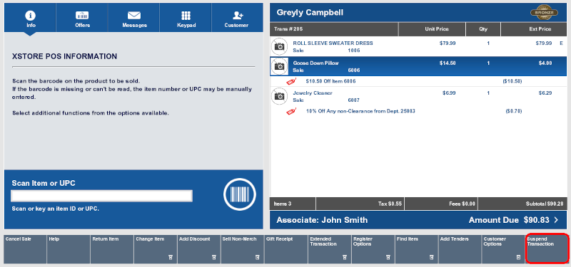 Suspend Transaction Option Suspend Transaction Option