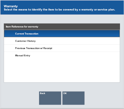 Add Item Warranty Options