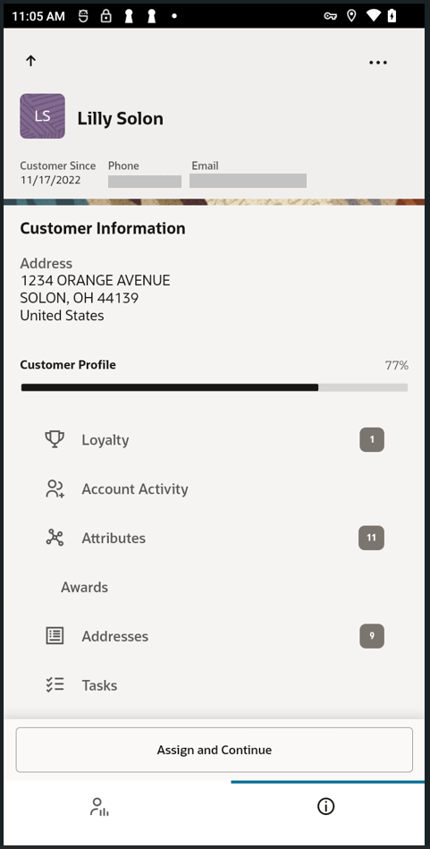 Customer Dashboard Handheld — Customer Information Customer Dashboard Handheld — Customer Information