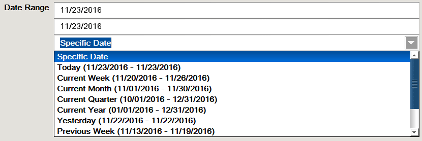 Date Range Options Date Range Options