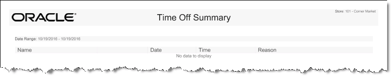 Employee Time Off Summary Report