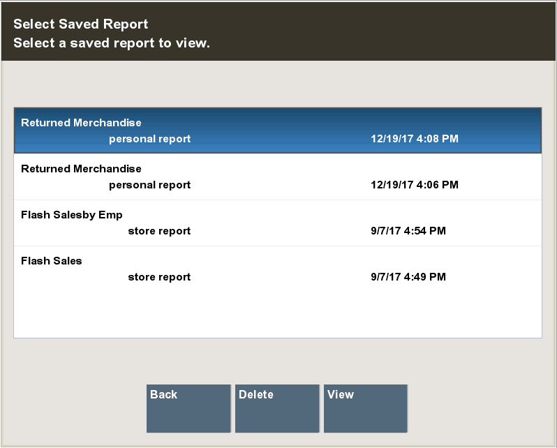 List of Saved Reports
