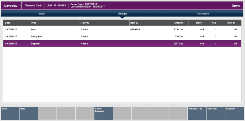 Activity Tab Activity Tab