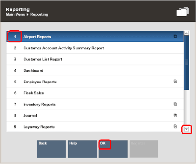 Back Office Reporting Menu Back Office Reporting Menu