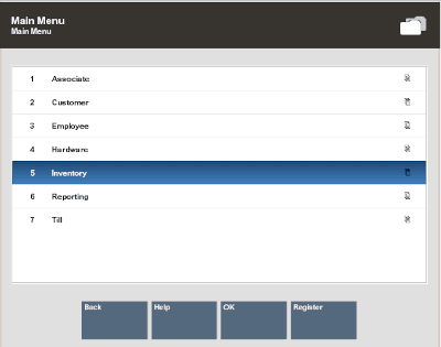 Back Office Main Menu - Inventory Back Office Main Menu - Inventory