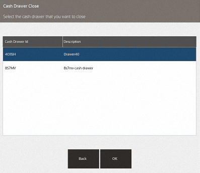 Cash Drawer Close List Cash Drawer Close List