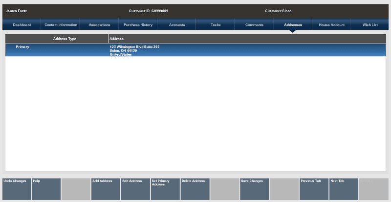 New Customer Address Tab