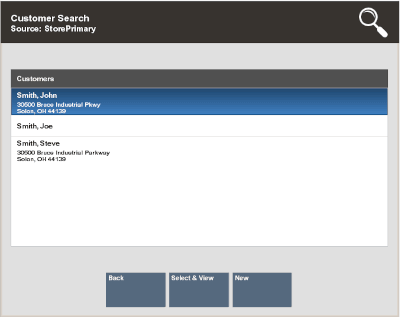 Customer Search Results