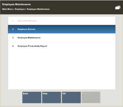 Employee Maintenance Employee Borrow Option Employee Maintenance Employee Borrow Option