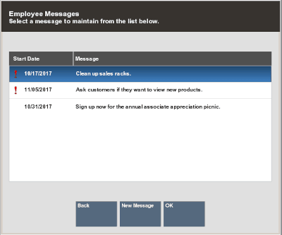 Employee Messages List Employee Messages List