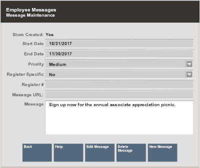 Employee Messages Maintenance Form - Deleting Employee Messages Maintenance Form - Deleting