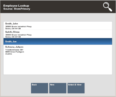 Employee Lookup Results List Employee Lookup Results List