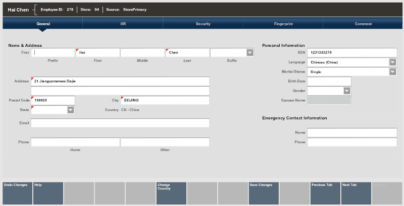Employee Record in Edit Mode Employee Record in Edit Mode