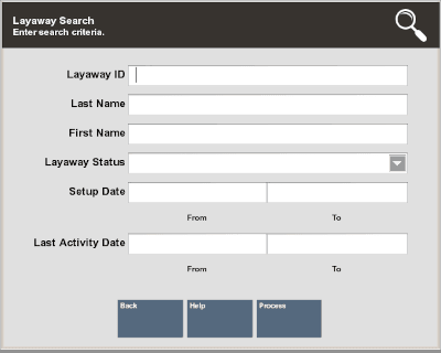 Layaway Search Form Layaway Search Form