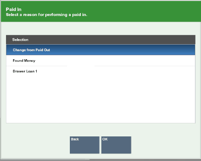 List of Paid In Reasons