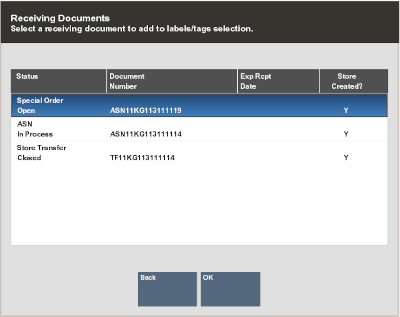 List of Receiving Documents List of Receiving Documents