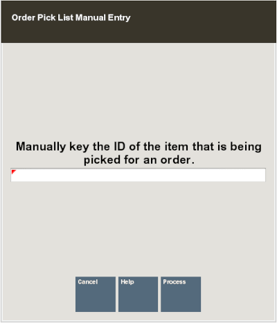 Scan Pick List Manually Scan Pick List Manually