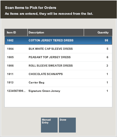 Scan Items to Pick for Orders Scan Items to Pick for Orders