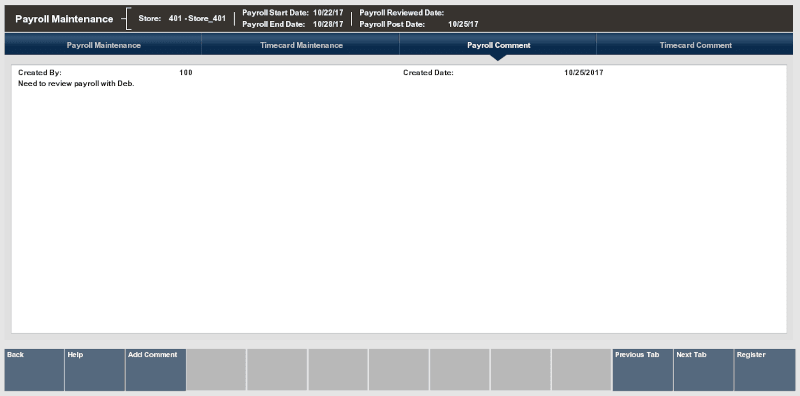 Payroll Comments Payroll Comments