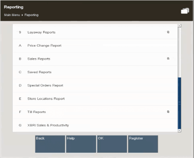 Reporting Menu Reporting Menu