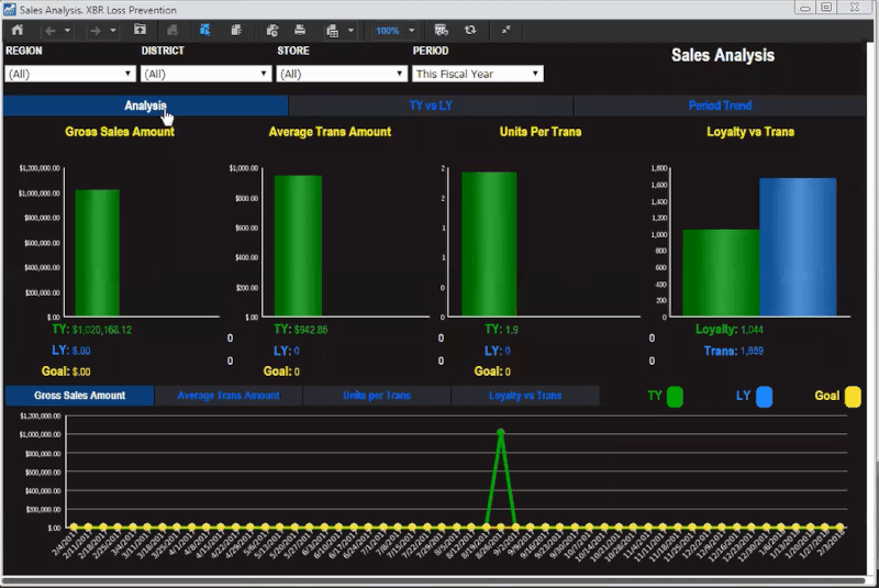 XBRI Sales Analysis Screen with Data XBRI Sales Analysis Screen with Data