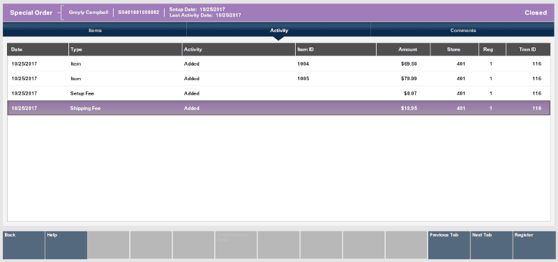 Activity Tab Information Activity Tab Information