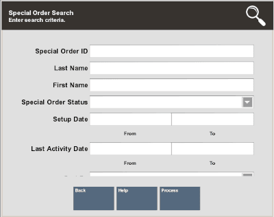 Special Order Search Form Special Order Search Form