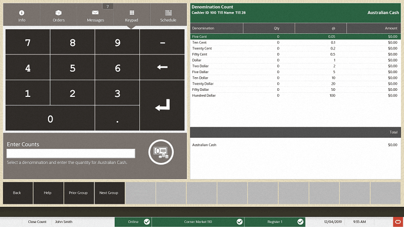 Denomination Count Denomination Count