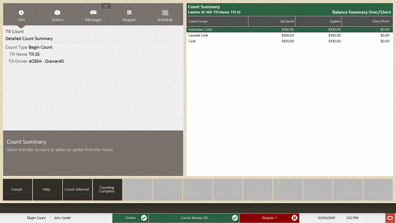 Till Accountability - Counting Complete Till Accountability - Counting Complete