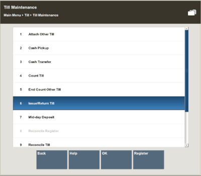 Till Maintenance - Issue/Return Till Option