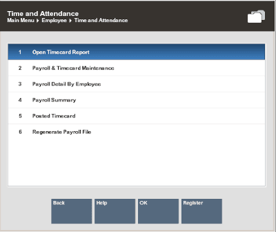 Time Attendance Menu Options Time Attendance Menu Options