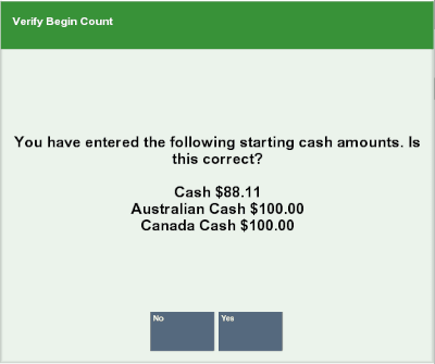 Verify Begin Count Prompt