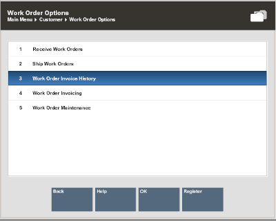 Work Order Invoice History Option
