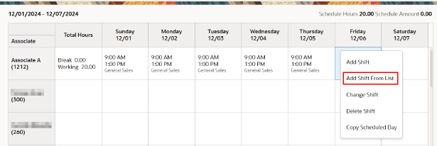 Add Shift From List